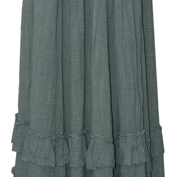 Free People FP One Brynn Maxi Skirt Smocked Tiered Ruffle Mid Rise New XS - Picture 2 of 5
